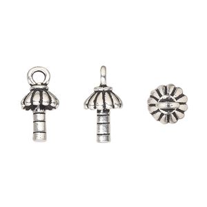 Cup, TierraCast®, antique silver-plated pewter (tin-based alloy), 12x9mm joy with 7x3mm peg, fits 8-12mm bead. Sold per pkg of 2.
