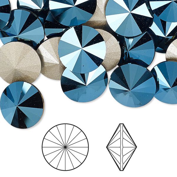 Chaton 4pk crystal metallic blue foil back, Crystal Passions® 12mm rivoli 1122 image number 0