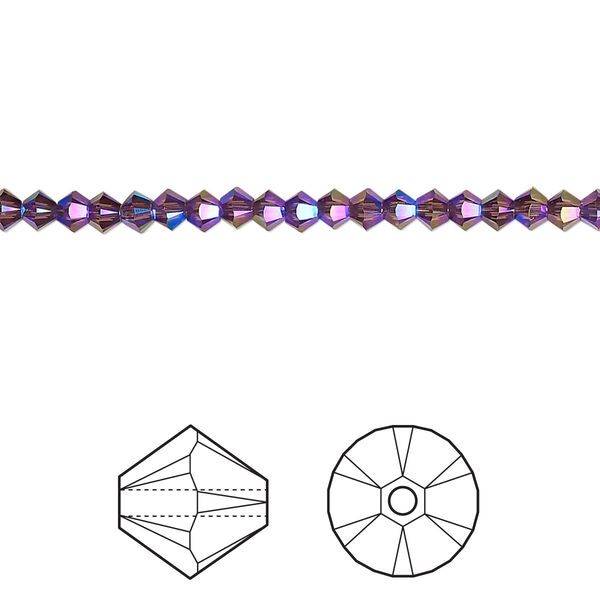 Bead 48pk amethyst shimmer 2X, Crystal Passions® 3mm bicone 5328 image number 0
