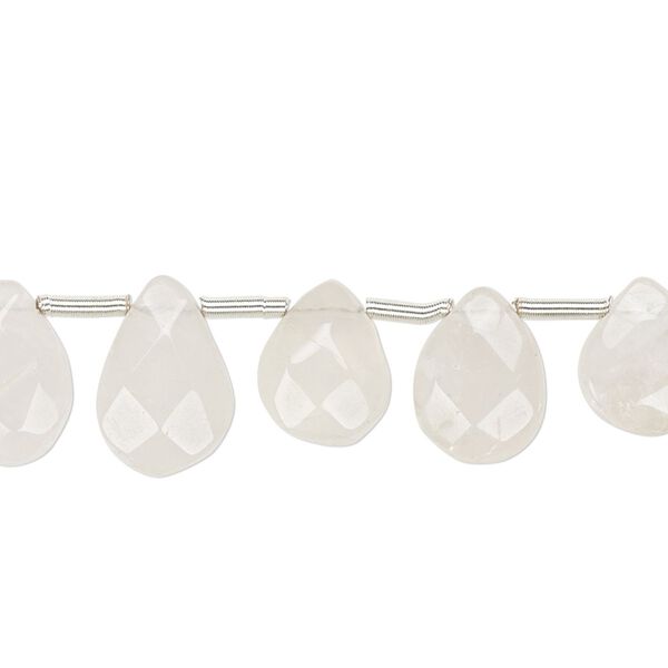 Rose quartz 1pkg17, hand-cut top-drilled faceted puffed teardrop bead natural 10x9mm-13x10mm image number 0