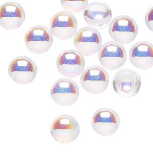 Bead, Preciosa Candy™, Czech pressed glass, transparent clear AB, 8mm candy with (2) 0.8-0.9mm holes. Sold per pkg of 20.