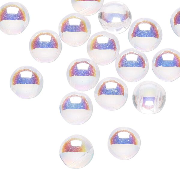 Bead, Preciosa Candy™, Czech pressed glass, transparent clear AB, 8mm candy with (2) 0.8-0.9mm holes. Sold per pkg of 20. image number 0