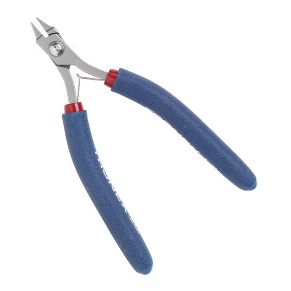 Pliers, Tronex®, P747 stubby flat-nose, steel and rubber, red and blue, 5-3/5 inches. Sold individually. image number 0