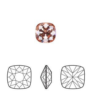 Fancy stone 144pk rose peach foil back, Swarovski® 10mm cushion 4470
