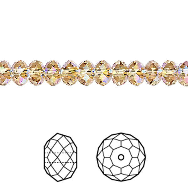 Bead 144pk light Colorado topaz shimmer 2X, Crystal Passions® 6x4mm rondelle 5040 image number 0