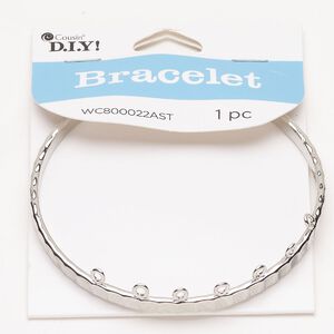 Bracelet bangle 1pkg1 steel 4mm woven design 7 closed loops 8 inches, silver finish