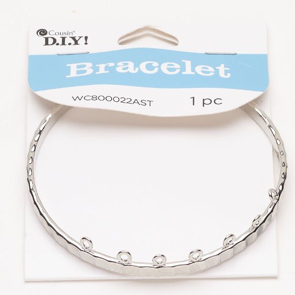 Bracelet bangle 1pkg1 steel 4mm woven design 7 closed loops 8 inches, silver finish image number 0