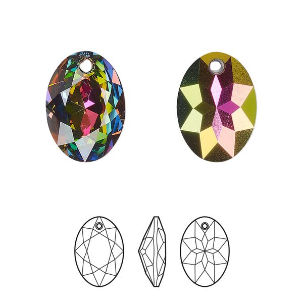 Drop 36pk crystal vitrail medium P, Swarovski® 16mm pendant elliptic cut 6438 image number 0