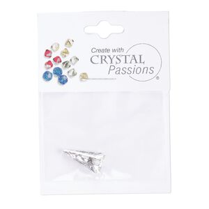 Drop 1pk crystal silver patina foil back, Crystal Passions® 18x10mm pendant spike 6480