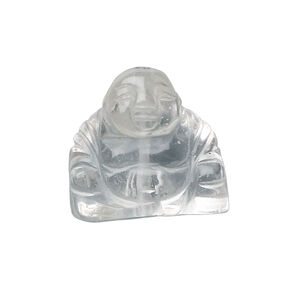 Quartz crystal 1pkg1, hand-cut carved Buddha bead natural 19x18mm
