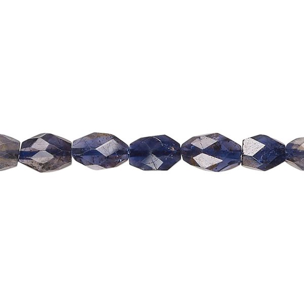 Iolite 1pkg1, hand-cut faceted puffed oval bead 13 inch 6x4mm-10x7mm image number 0