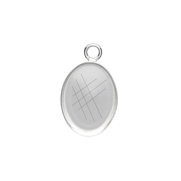 Drop, fine silver, 18x13mm oval bezel cup setting with open loop. Sold per pkg of 2. image number 0