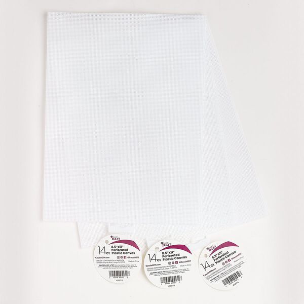 Canvas plastic, 3pk 11x8.5 inch perforated rectangle, opaque white image number 0