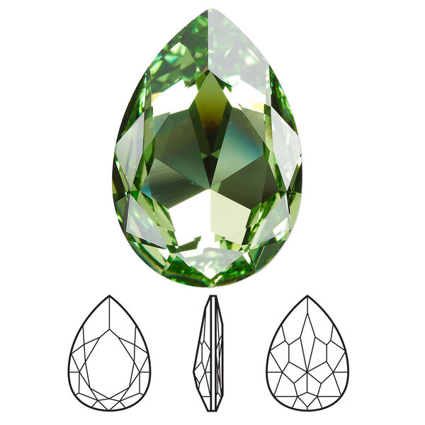 Fancy stone 24pk peridot foil back, Swarovski® ReCreated™ 30x20mm pear 4327 image number 0
