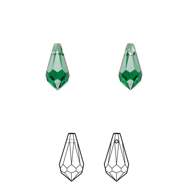 Drop 4pk majestic green, Crystal Passions® 11x5.5mm pendant teardrop 6000 image number 0