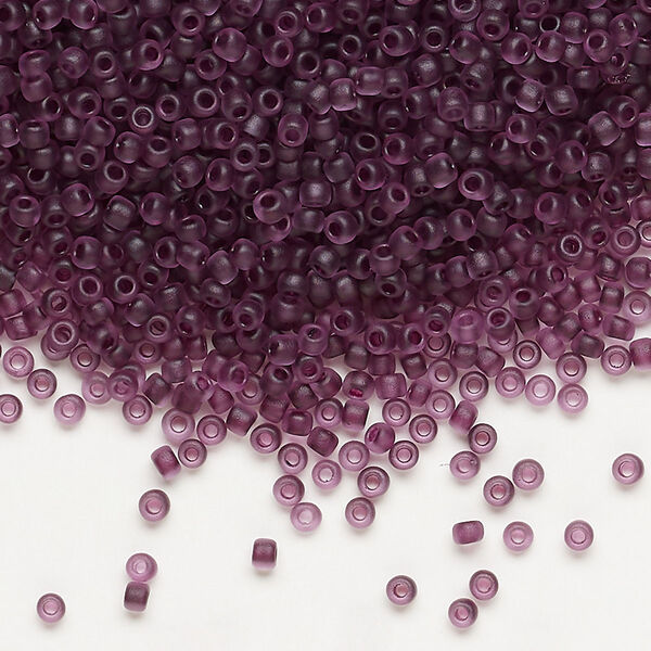 Seed bead, Dyna-Mites™, glass, pkg/40g, #11 round, translucent inside dyed color dark mauve, (224MA 11/0 RR). image number 0