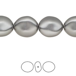 Pearl 100pk dark grey, Swarovski® 14x12mm baroque coin 5842