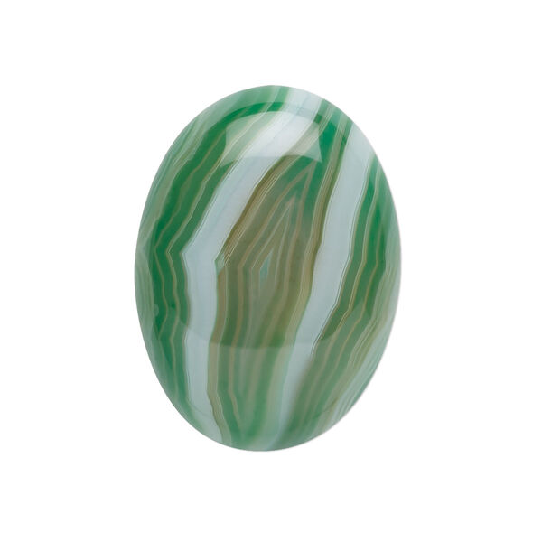 Striped green agate 1pkg1, calibrated oval cab B grade, 30x22mm image number 0