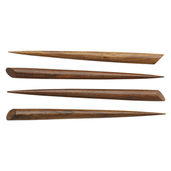 Hair stick, stained wood, brown, 6 inches with 14x10mm oval setting. Sold per pkg of 4. image number 0