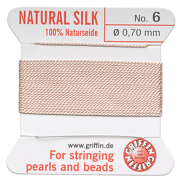 Thread, Griffin, silk, light pink, size #6. Sold per 2-meter card (approximately 78 inches). image number 0