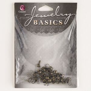 Bead tip, antique brass-finished steel, 9x3.5mm bottom clamp-on with open loop. Sold per pkg of 40.