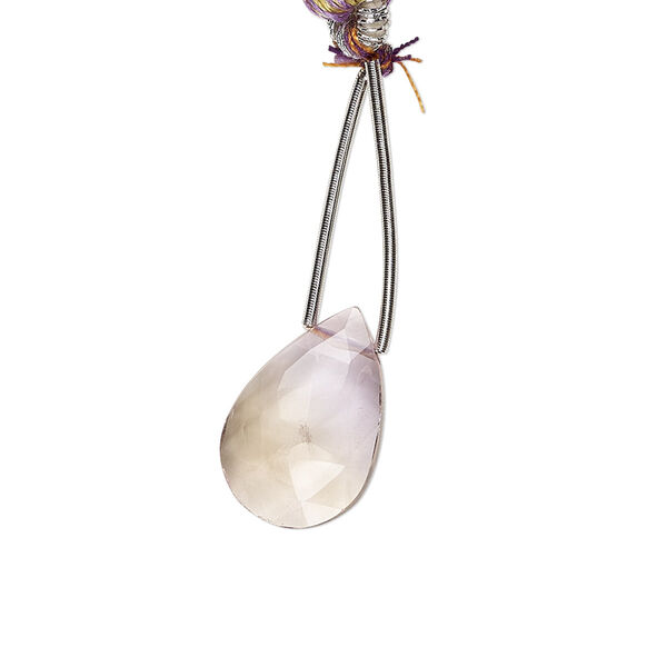 Bead, ametrine (natural / heated), 15x10mm-16x11mm hand-cut top-drilled faceted puffed teardrop, B+ grade, Mohs hardness 7. Sold individually. image number 0