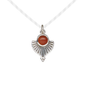 Carnelian / sterling silver 1pkg1, fan drop antiqued 14x11.5mm