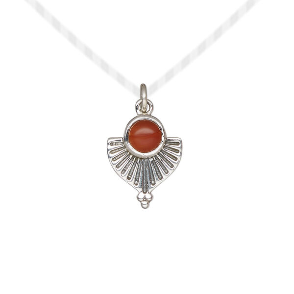Carnelian / sterling silver 1pkg1, fan drop antiqued 14x11.5mm image number 0