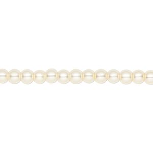 Bead, crystal pearl, ivory, 4mm round. Sold per pkg of (2) 15-1/2" to 16" strands, approximately 200 beads.