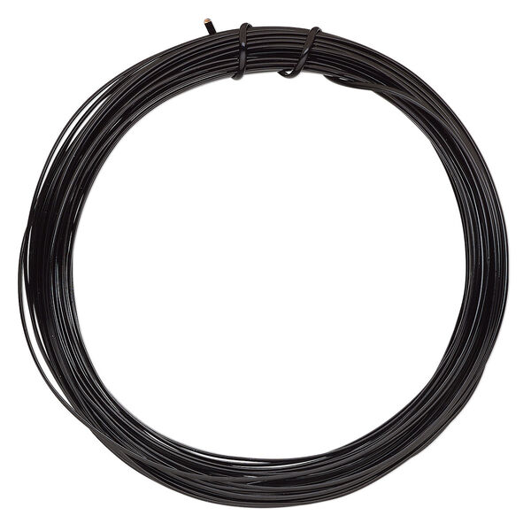 Wire, ParaWire™, black enamel copper, half-round, 18 gauge. Sold per 7-yard section. image number 0