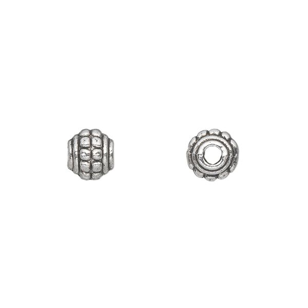 Bead, antique silver-plated "pewter" (zinc-based alloy), 7x6mm rondelle. Sold per pkg of 50. image number 0