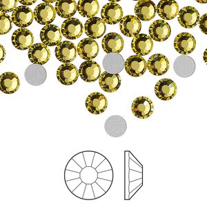 Flat back 144pk acid yellow foil back, Preciosa VIVA 12® Czech crystal rhinestone 4.6-4.8mm chaton rose round SS20