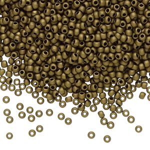 Seed bead, TOHO BEADS®, glass, pkg/250g, #11 round, opaque matte dark copper (TR-11-702).