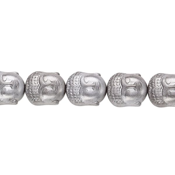 Hemalyke™ 1pkg1, matte electroplated Buddha head bead 15.5-16 inch 10x9mm image number 0