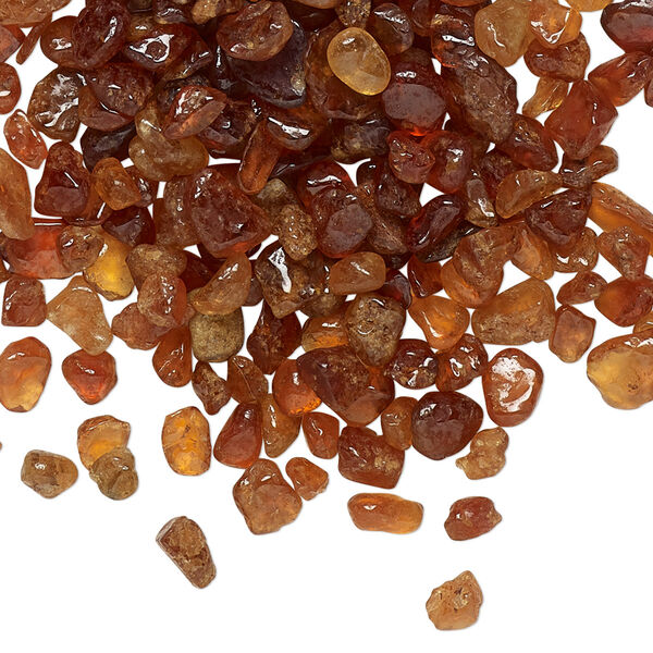 Inlay chip, hessonite garnet (natural), mini undrilled chip, Mohs hardness 7 to 7-1/2. Sold per 1-ounce pkg. image number 0