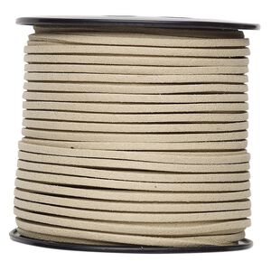 Cord, faux suede, cream, 3mm. Sold per 100-yard spool.