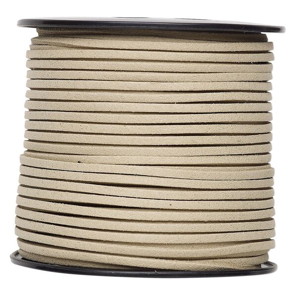 Cord, faux suede, cream, 3mm. Sold per 100-yard spool. image number 0