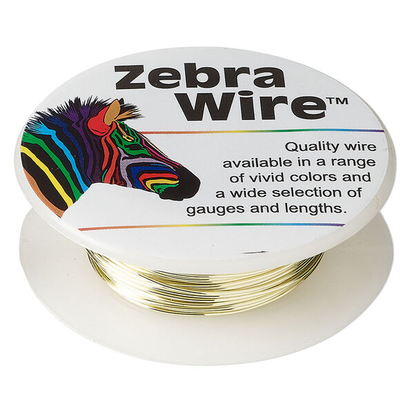 Wire, Zebra Wire™, color-coated copper, champagne gold, round, 22 gauge. Sold per 15-yard spool. image number 0