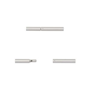Clasp slide lock 1pkg1, 18x2mm round tube / fits 1.3mm cord, stainless steel 1-strand