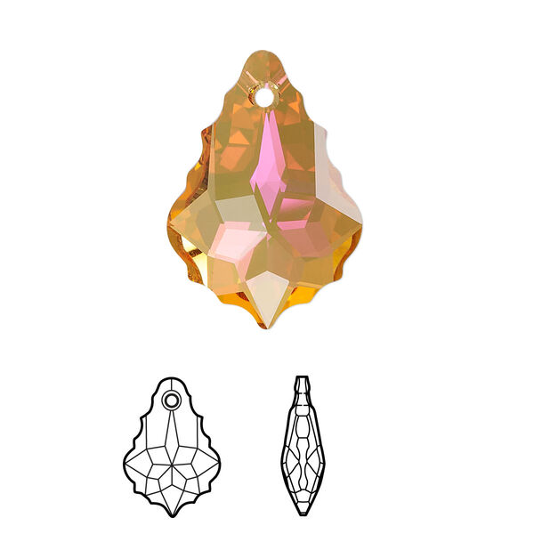 Drop 1pk crystal summer blush, Crystal Passions® 22x15mm pendant baroque 6090 image number 0