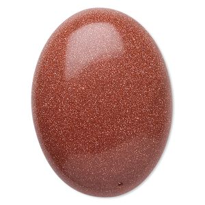 Cabochon, brown goldstone (glass) (man-made), 40x30mm calibrated oval. Sold individually.