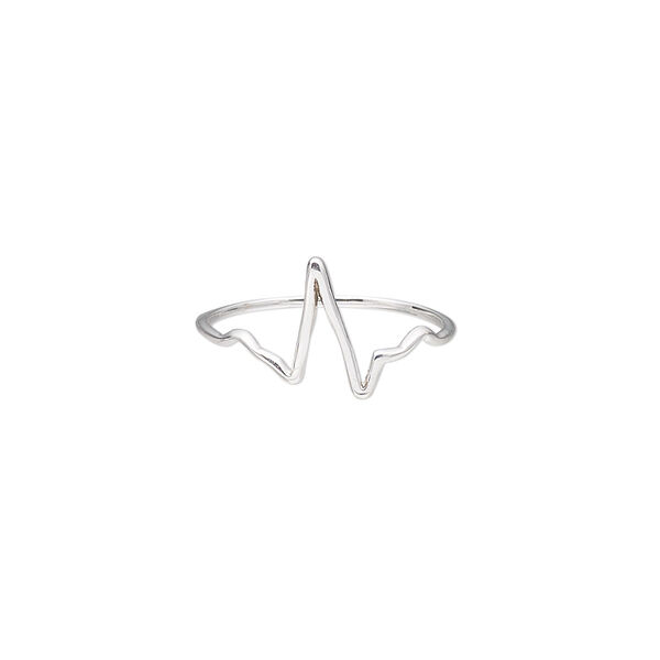 Ring, sterling silver, 11mm wide with heart beat symbol, size 7. Sold individually. image number 0