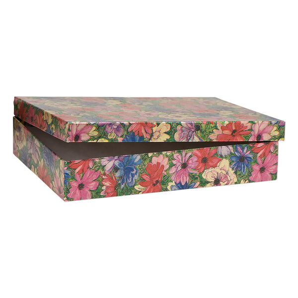 Gift box, metallic floral, 7 x 5 x 1-1/4 inch rectangle with cotton filling. Sold per pkg of 10. image number 0