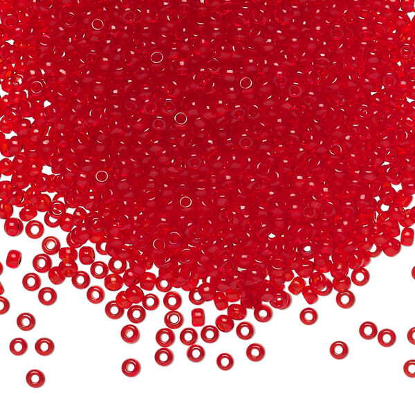 Seed bead, Preciosa Ornela Czech glass, pkg/50g, #11 rocaille, transparent red, (90070). image number 0