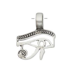 Pendant, antiqued pewter (tin-based alloy), 28x23mm wedjat eye. Sold individually.