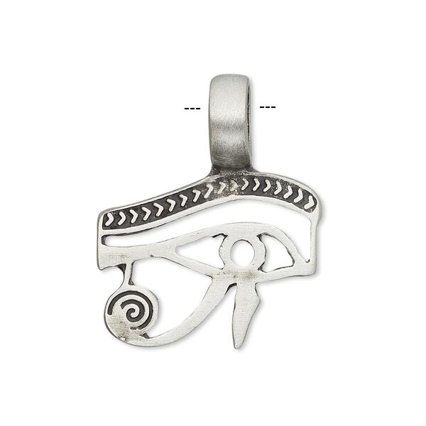Pendant, antiqued pewter (tin-based alloy), 28x23mm wedjat eye. Sold individually. image number 0