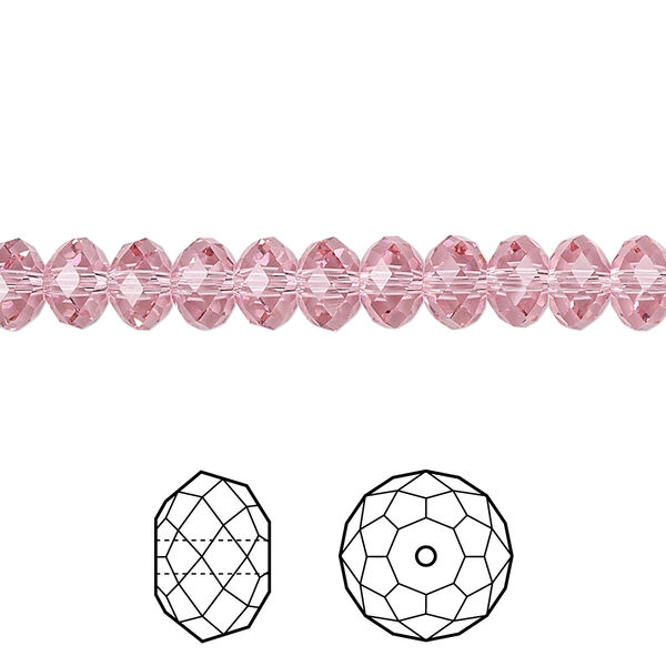 Bead 144pk light rose, Crystal Passions® 6x4mm rondelle 5040 image number 0