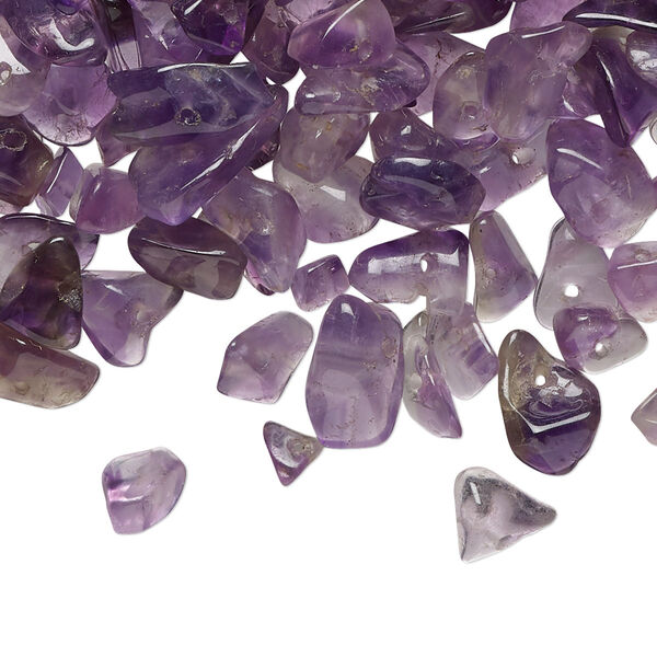Bead, amethyst (natural), small to medium tumbled chip, Mohs hardness 7. Sold per pkg, approximately 380-420 beads. image number 0