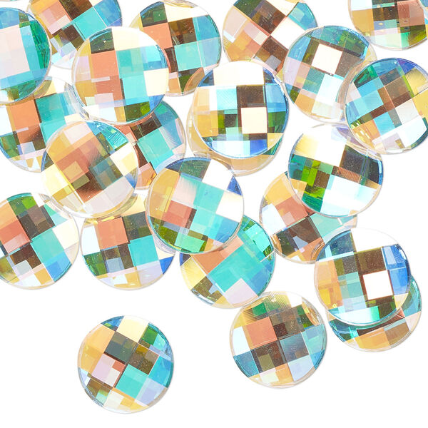 Flat back 2pk crystal AB foil back, Preciosa MAXIMA Czech crystal rhinestone 10mm chessboard round image number 0