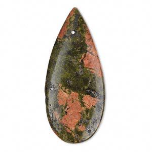 Unakite 1pkg1, flat teardrop focal natural 46x20mm